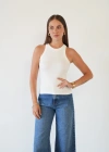Fitilli Halter Yaka Sıfır Kol Atlet Beyaz