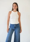 Fitilli Halter Yaka Sıfır Kol Atlet Beyaz