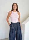 Fitilli Halter Yaka Sıfır Kol Atlet Pembe