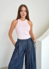 Fitilli Halter Yaka Sıfır Kol Atlet Pembe