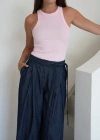 Fitilli Halter Yaka Sıfır Kol Atlet Pembe