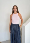 Fitilli Halter Yaka Sıfır Kol Atlet Pembe
