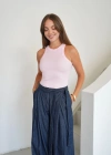 Fitilli Halter Yaka Sıfır Kol Atlet Pembe
