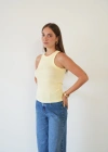 Fitilli Halter Yaka Sıfır Kol Atlet Sarı