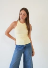 Fitilli Halter Yaka Sıfır Kol Atlet Sarı
