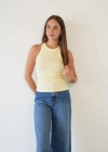 Fitilli Halter Yaka Sıfır Kol Atlet Sarı