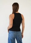Fitilli Halter Yaka Sıfır Kol Atlet Siyah