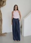 Geniş Paça Bağıcıklı Barrel Fit Jean Lacivert