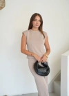 Vatkalı Pike Modal Bluz Pantolon Takım Vizon