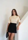 Yanı Büzgülü Puantiyeli T-shirt Sarı