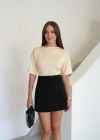 Yanı Büzgülü Puantiyeli T-shirt Sarı