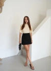 Yanı Büzgülü Puantiyeli T-shirt Sarı
