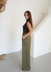 Yuvarlak Yaka Sıfır Kol Pamuklu Bluz Kahve