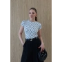 Puantiyeli Yarım Kol Body Ekru