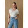 Dantel Yakalı Kısa Kol Body Beyaz