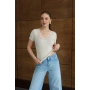 Dantel Yakalı Kısa Kol Body Vizon