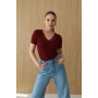 Dantel Yakalı Kısa Kol Body Bordo
