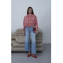 Ekoseli Bomber Ceket Kırmızı
