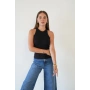 Fitilli Halter Yaka Sıfır Kol Atlet Siyah