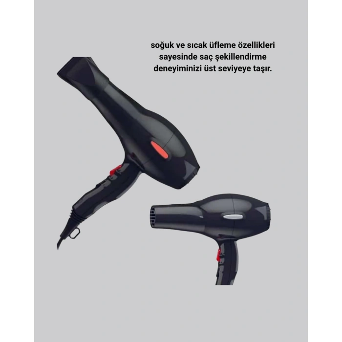 2200W Fön Makinesi – Profesyonel AC Motor, Soğuk ve Sıcak Üfleme