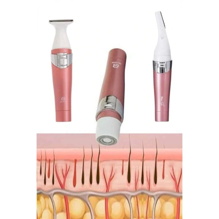 3 Başlıklı Kıl Tüy Temizleyici Epilasyon Aleti Tüm Cilt Tiplerine Uygun