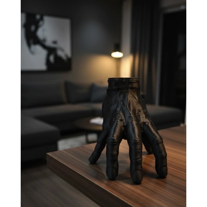 3D Siyah El Dekoratif Biblo 17x16 cm Modern ve Şık Tasarım