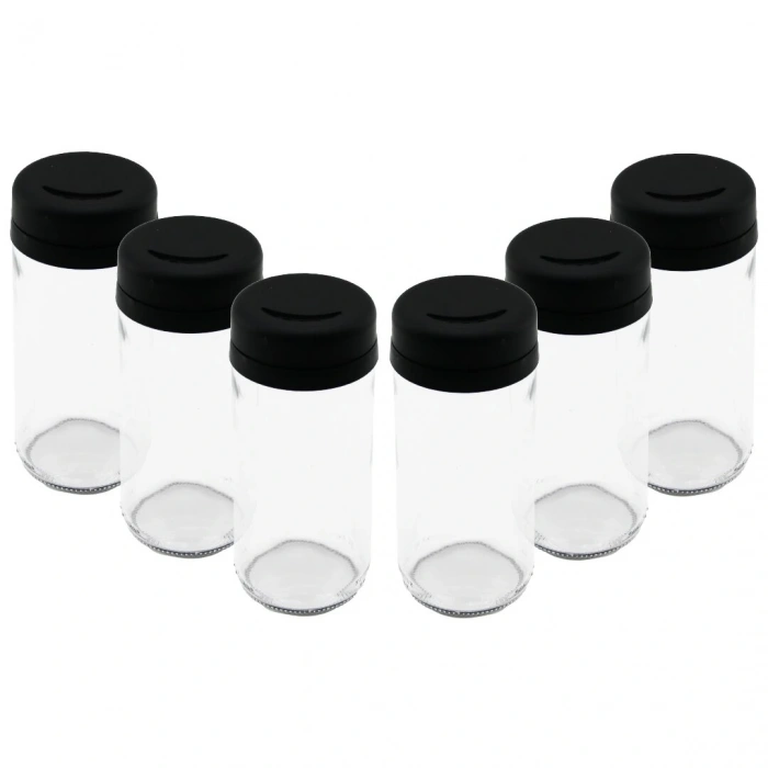 6 PCS CAM - 225ML BAHARATLIK - TUZLUK PLASTİK KAPAK (5047)