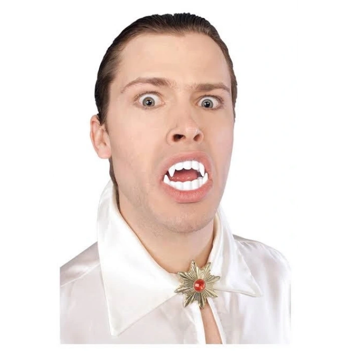 Beyaz Renk Çift Damak Takma Vampir Dişi (5047)