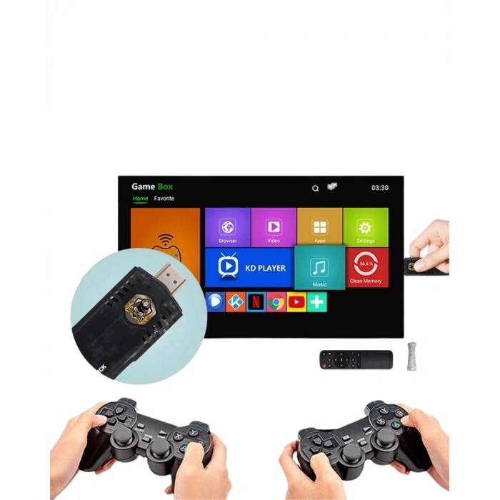 Kablosuz Gamepad Denetleyici Çift Sistem Retro Oyun Konsolu HDMI Uyumlu HD Çıkışlı