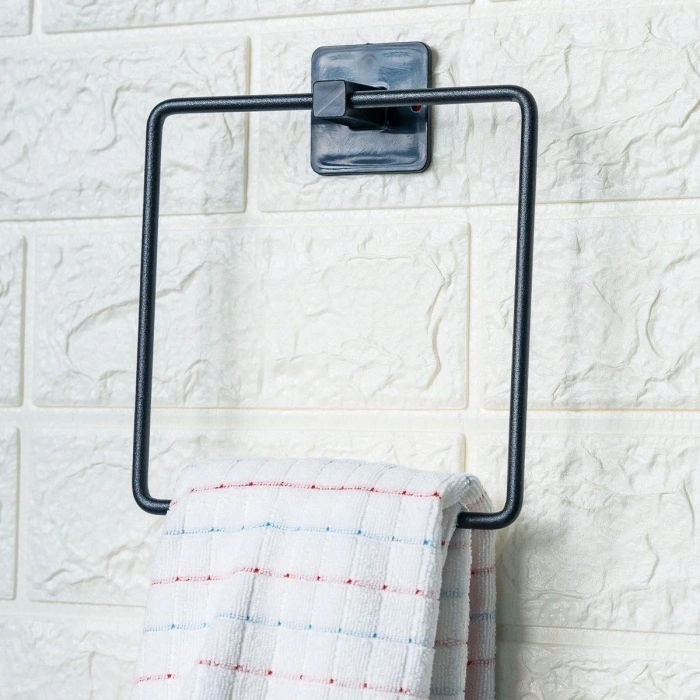 Kendiliğinden Yapışkanlı Siyah Paslanmaz Metal Kare Havluluk (5047)