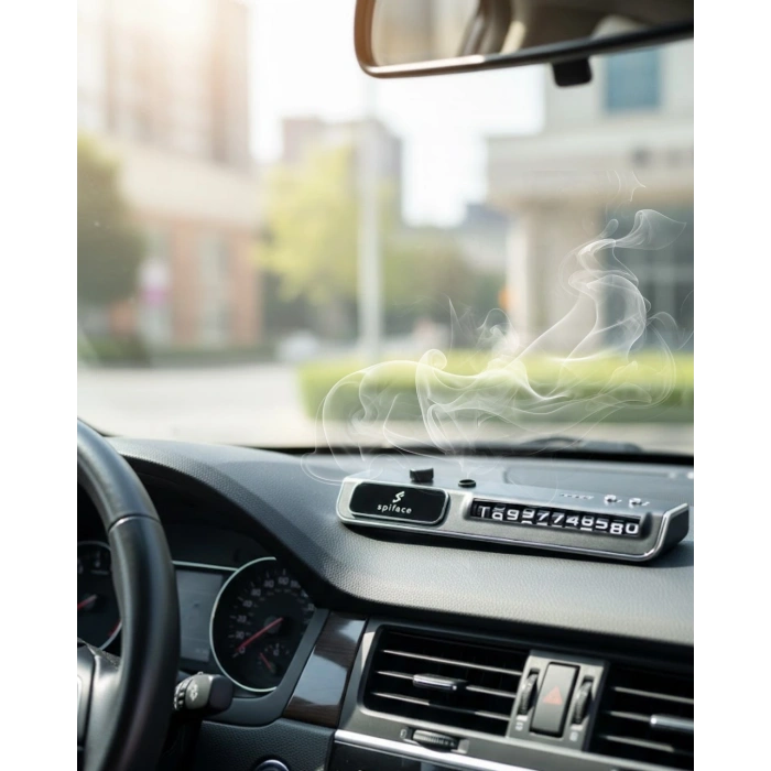 LED Işıklı Araç Ön Cam Telefon Numarası Gösterme Aparatı + 3 Seviyeli Hava Nemlendirici