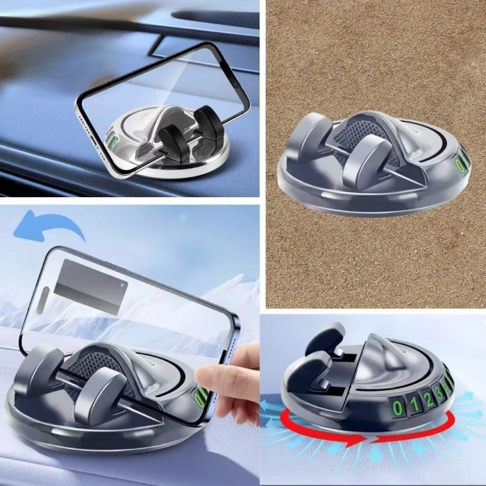 Numaratörlü Güçlü Yapışkanlı 360 Derece Dönebilen Su Geçirmez Araç İçi Telefon Tutucu Plastik Aparat (5047)