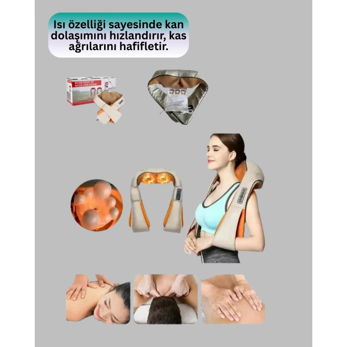 Ovmalı Isıtmalı Boyun Omuz Bel Masaj Aleti Kas ve Eklem Ağrılarına Etkili