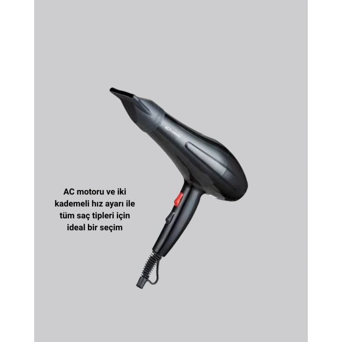 Profesyonel 2200W Fön Makinesi – AC Motorlu, Hızlı Kurutma, Hafif Tasarım