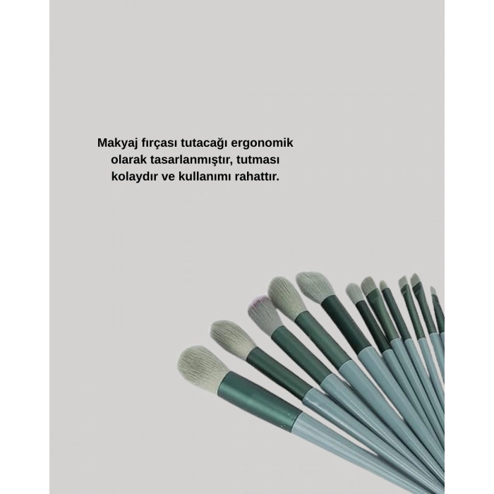Taşınabilir Ergonomik Yapılı 13 Adet Fiber Kıllı Yüz ve Göz Makyaj Fırçası Seti