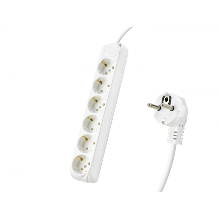 Topraklı Uzatma Kablosu 6 Priz 3 M - Beyaz 9260103