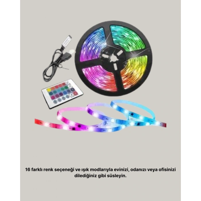 Uzaktan Kumandalı RGB Smart Şerit LED Işık Esnek ve Taşınabilir Dekorasyon