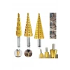 3 lü Set Matkap Ucu Kademeli Sac Delme Aparatı HSS Titanyum Kaplama (5047)