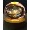 Dekoratif Gezegen Tasarımlı Ahşap altlıklı Işıklı Cam Küre Büyük Boy Cam 8 Cm Ahşap 2 Cm