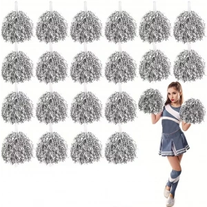 10 Çift ( 20 Adet ) Gümüş Renk 23 Nisan 19 Mayıs 29 Ekim Okul Gösteri Ponponları