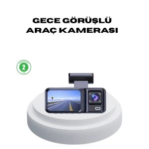 170° Geniş Açılı 3 Kameralı Araç İçi Kayıt Cihazı Gece Görüşlü