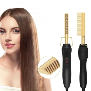 2 in 1 Elektrikli Isıtma Tarak Saç Düzleştirici Bigudi Islak Kuru Saç  Fırçası Saç Şekillendirici Egonex (5047)