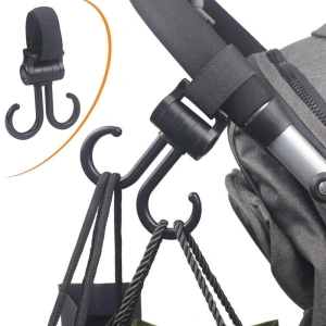 2li Bebek Arabasına Uyumlu Cırtlı  Eşya Taşıma Aparatı 360 Derece Dönebilen Plastik Kanca (5047)