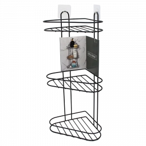 3 KATLI  SİYAH METAL KÖŞE RAFI (5047)