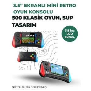 3.5 İnç Ekranlı Klasik Oyun Konsolu – 500 Dahili Oyun