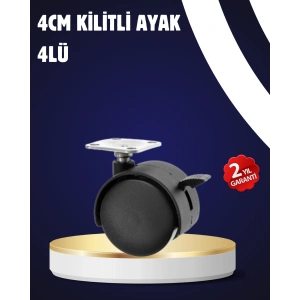 4’lü Kilitli Tekerlek Ayak 4 cm Sessiz ve Dayanıklı
