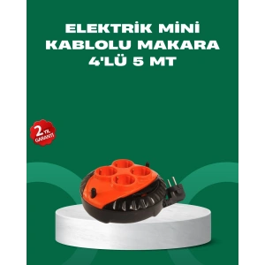 5 Metre Kablolu 4’lü Kırmızı Priz Makara