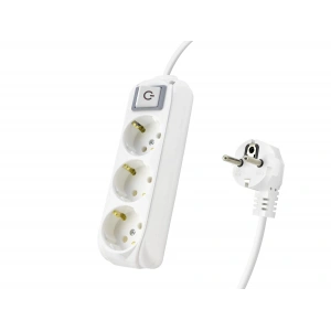 Anahtarlı Topraklı Uzatma Kablosu 3X Priz 2 M - Beyaz 9230202