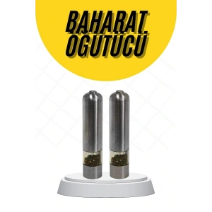 Baharat Öğütücü Paslanmaz Ayarlanabilir Otomatik Pilli Işıklı Tuz & Karabiber