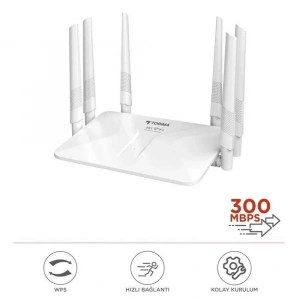 Beyaz Kablosuz 300Mbps WiFi Router 6 Güçlü Anten Geniş Kapsama 2.4GHz 4 Portlu WR50Q